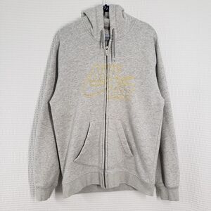 Vintage Y2K Nike Full Zip Hoodie Mens Large Gray Spell Out Logo Sweatshirt Fall